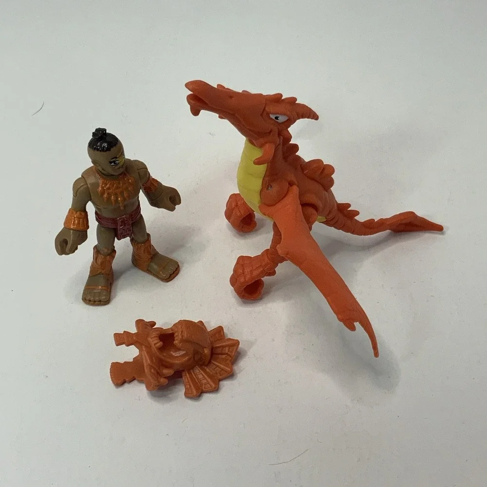 Imaginext Orange Pterodactyl with Warrior figure & Mask‎ flying dinosaur